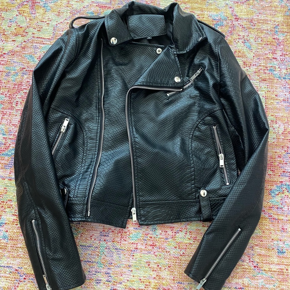 SHEIN snake skin leather jacket